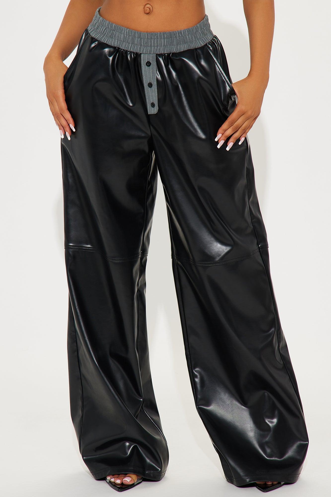 Astrid Faux Leather Boxer Pant - Black Product Image