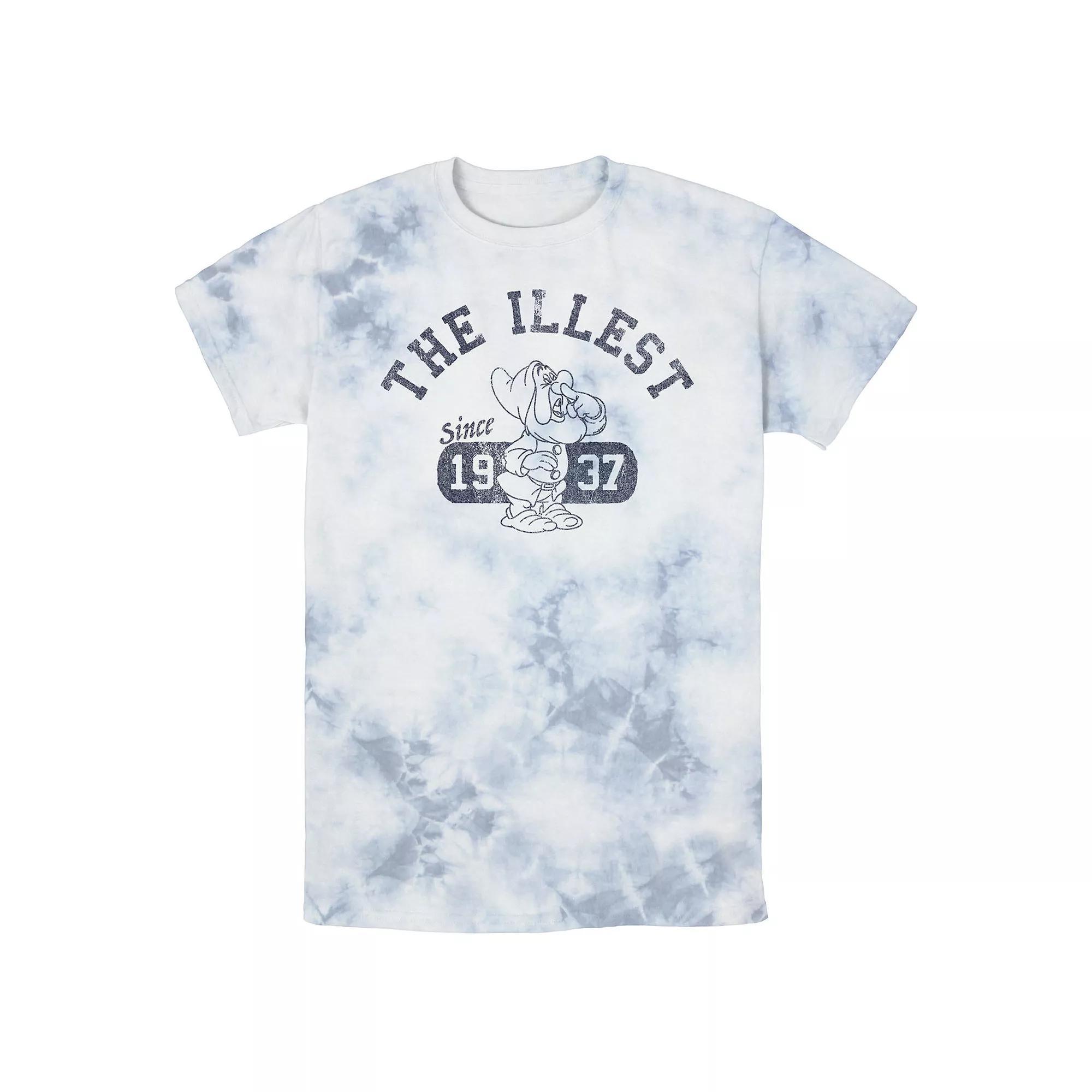 Men's Disney Snow White Sneezy Illest Vintage Bomabrd Wash Tee, Size: Large, White Blue Product Image