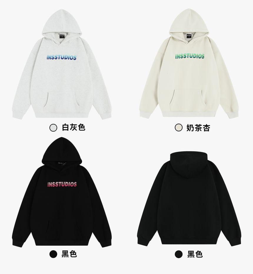 Couple Matching Lettering Loose Fit Hoodie Product Image