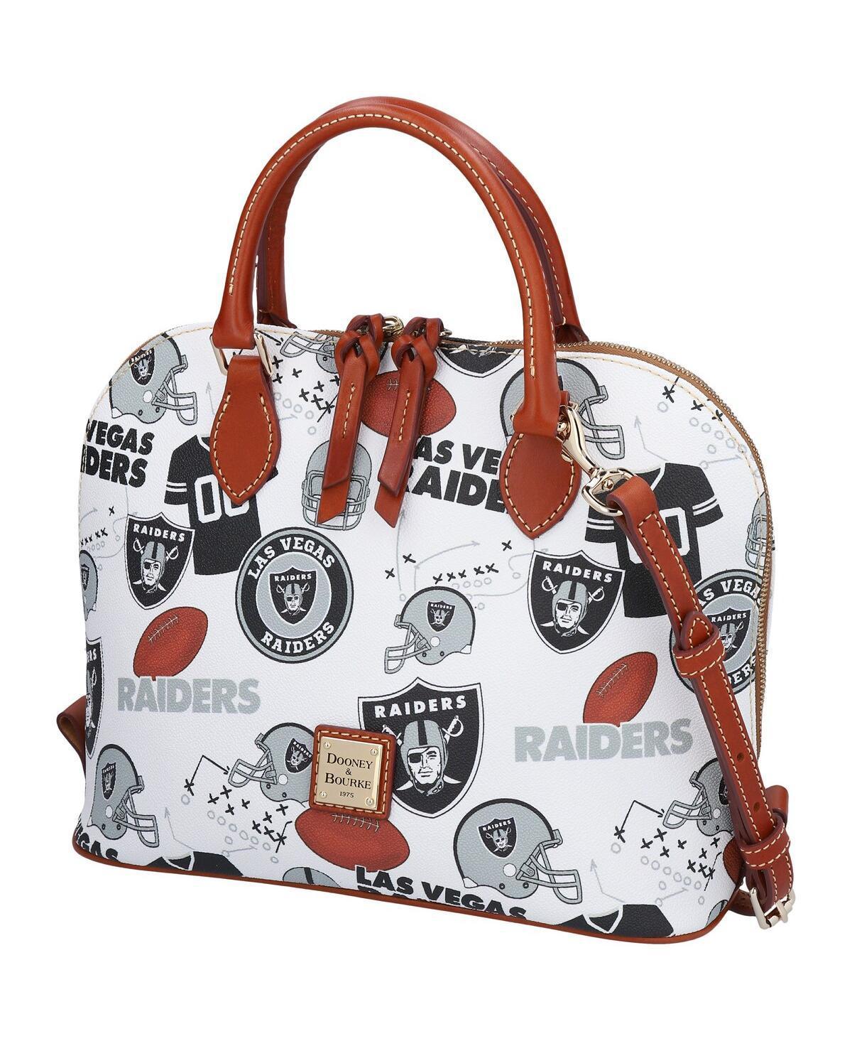 Dooney & Bourke Womens NFL Raiders Zip Zip Coated Cotton Satchel Bag in White Multi Product Image