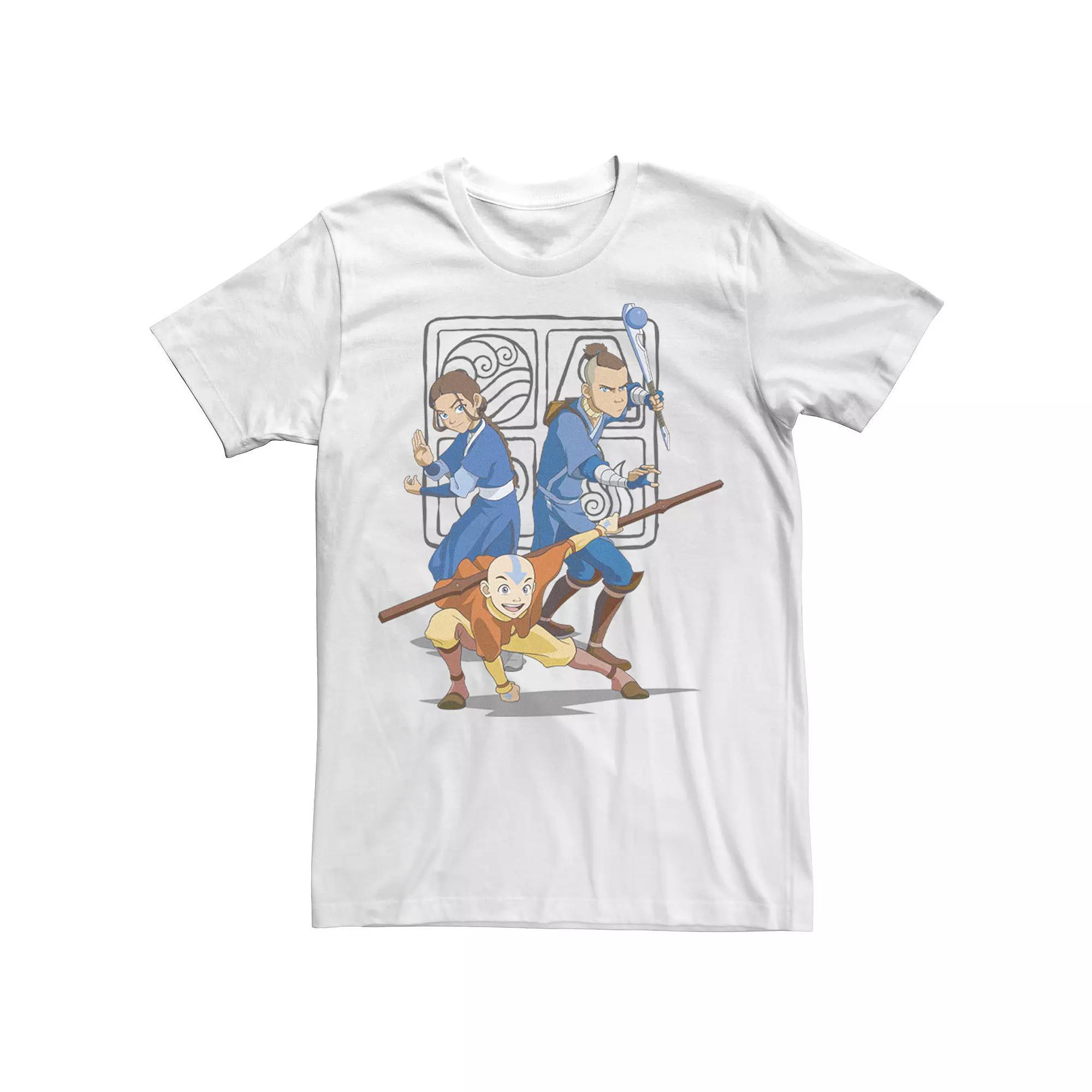 Big & Tall Nickelodeon Avatar The Last Airbender Main Cast Group Shot Symbol Graphic Tee, Men's, Size: 3XLT, White Product Image