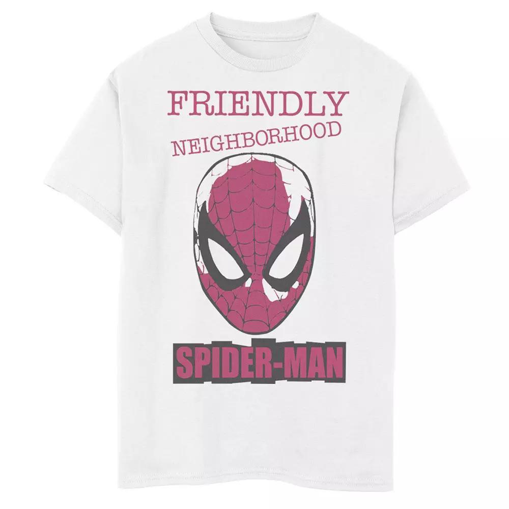 Boys 8-20 Marvel Spider-Man Friendly Neighborhood Front Face Portrait Graphic Tee, Boy's, Size: Medium, White Product Image