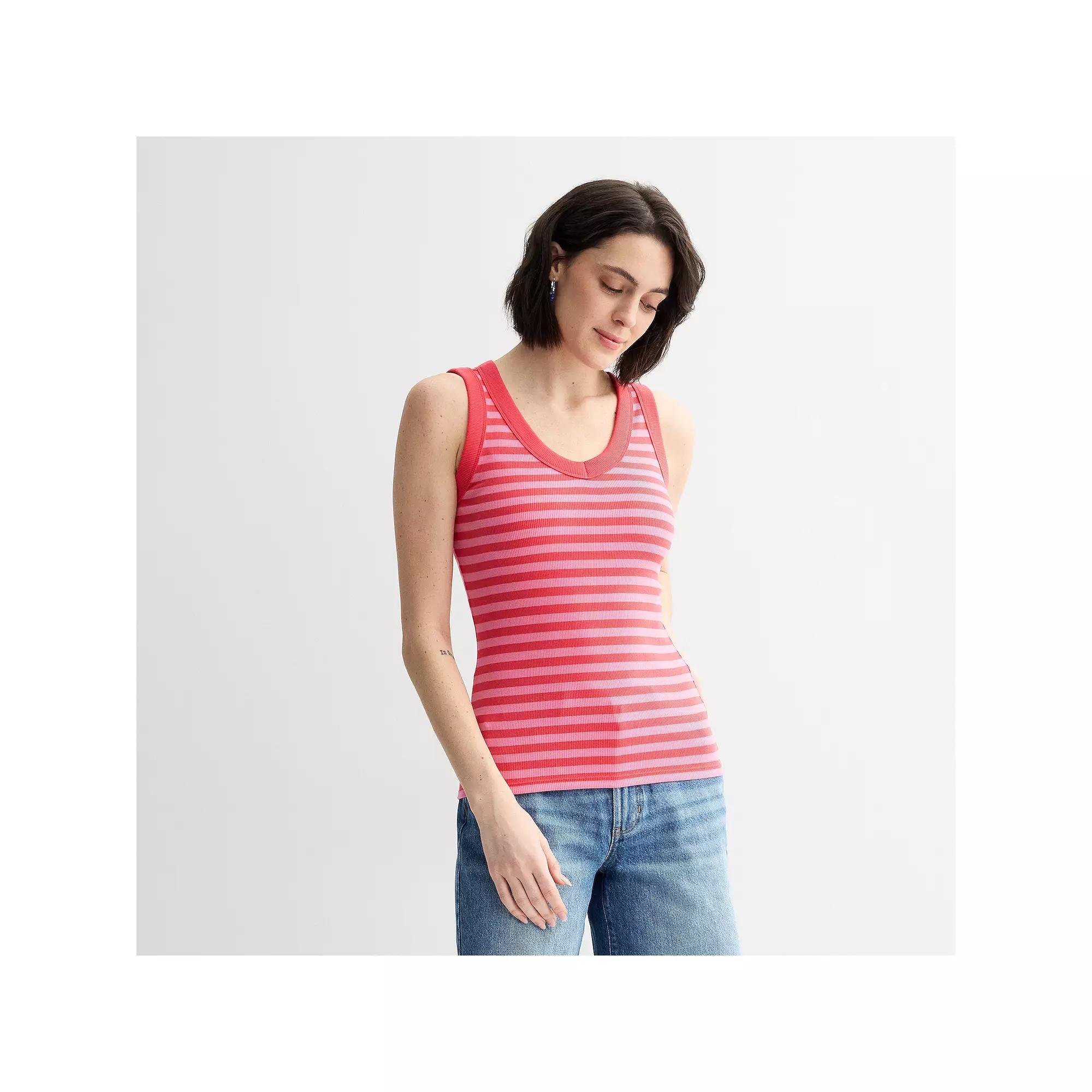 Petite Sonoma Goods For Life Ribbed V-Neck Tank Top, Womens Product Image