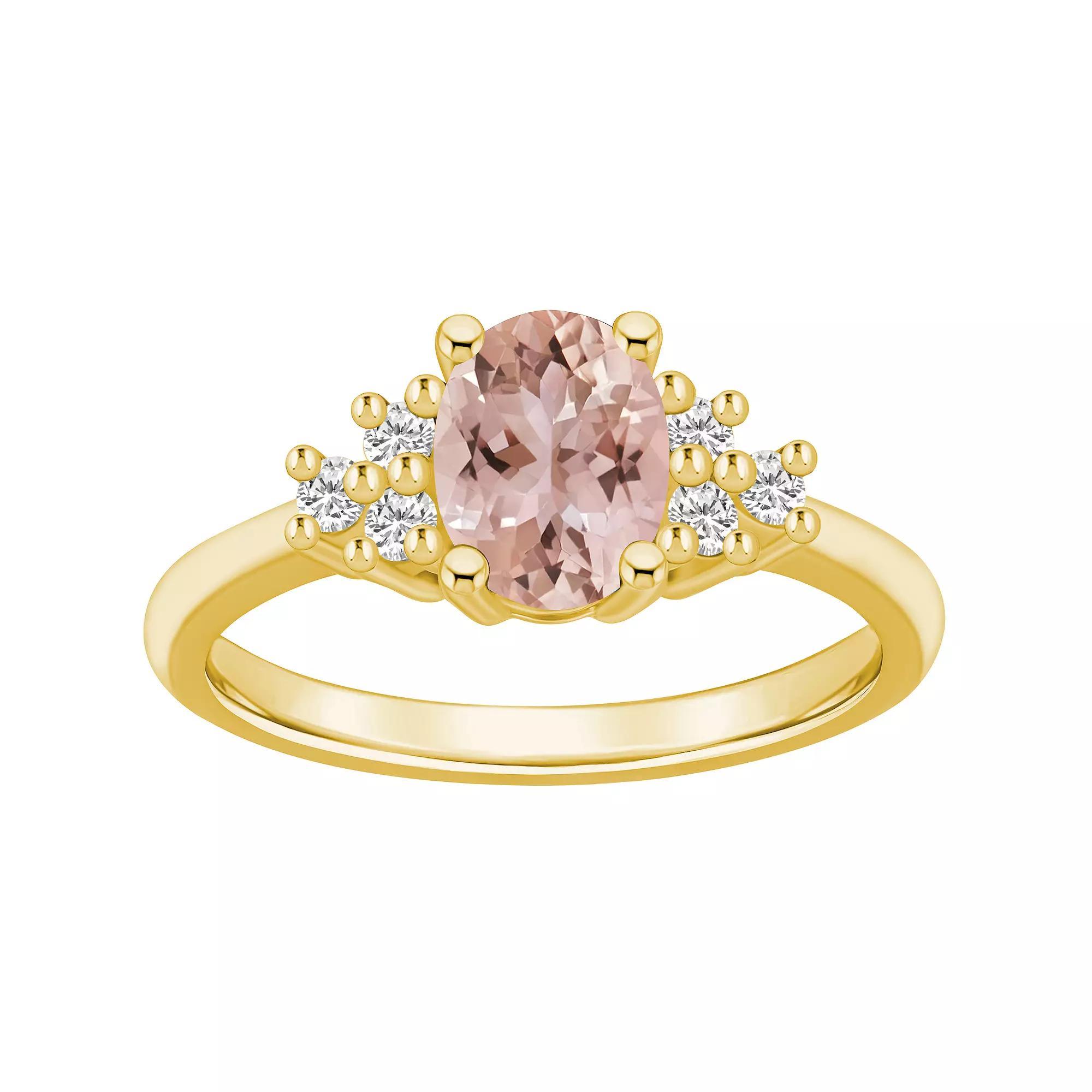Alyson Layne 14k Gold Oval Morganite & 1/5 Carat T.W. Diamond Ring, Women's, Size: 10 Product Image