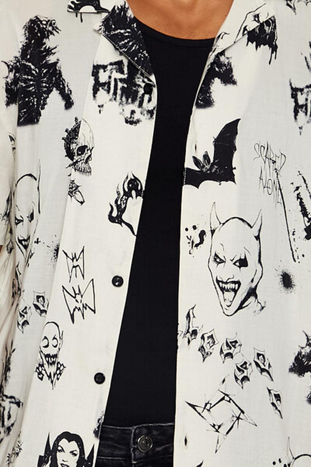 Monster Print Cuban Collar Shirt | Forever 21 Product Image
