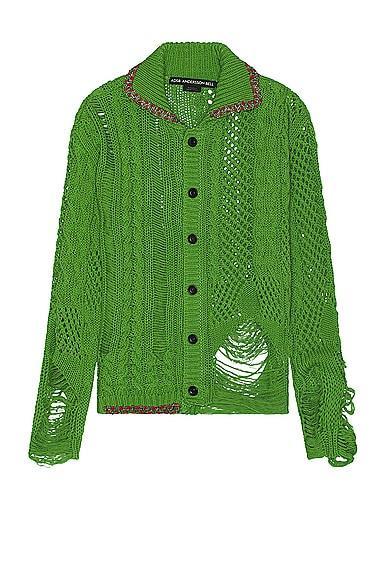 Andersson Bell Sauvage Cotton Cardigan in Green Product Image