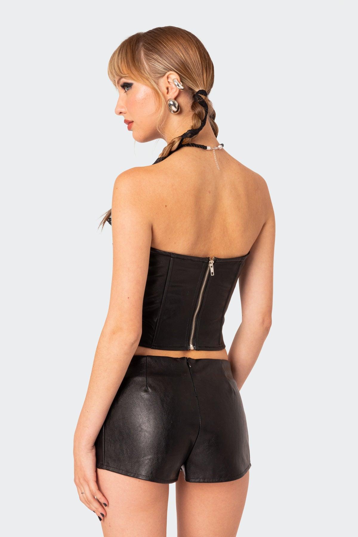 Wilde Lace Up Faux Leather Corset Product Image