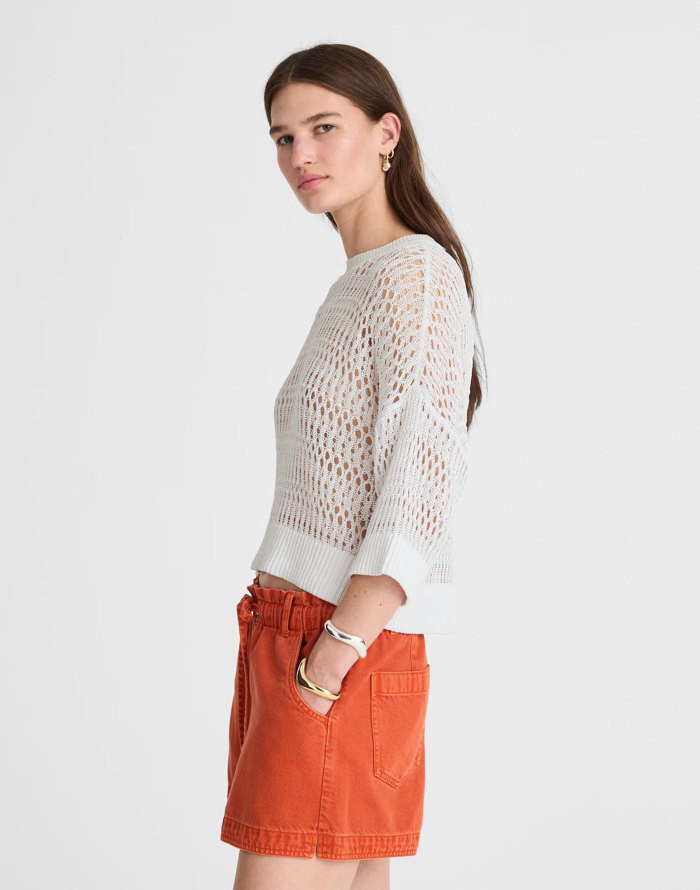 Relaxed Open-Stitch Sweater Tee Product Image