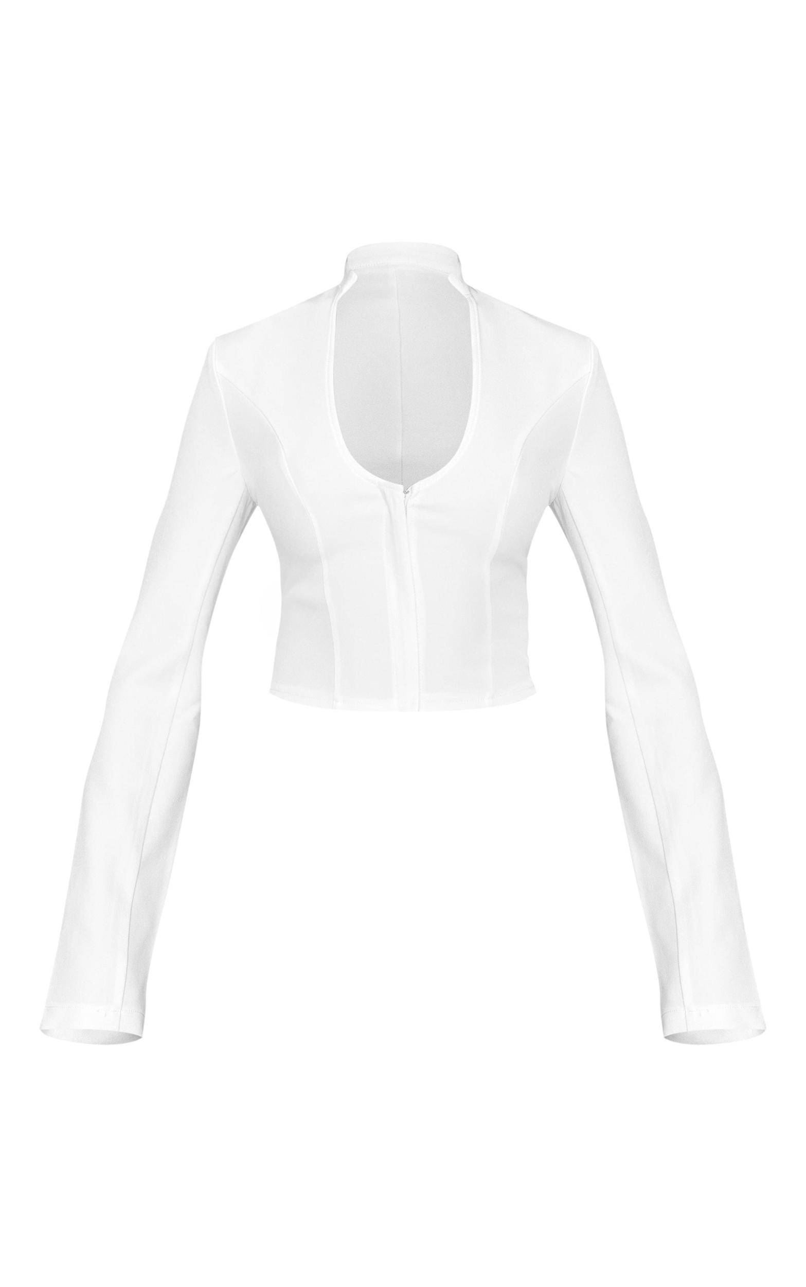 White Plunge Scoop Neck Shirt Product Image