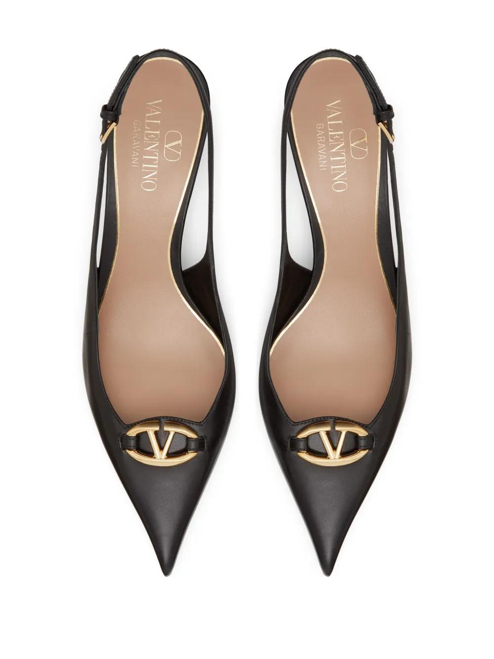 VLogo Signature leather slingback pumps Product Image
