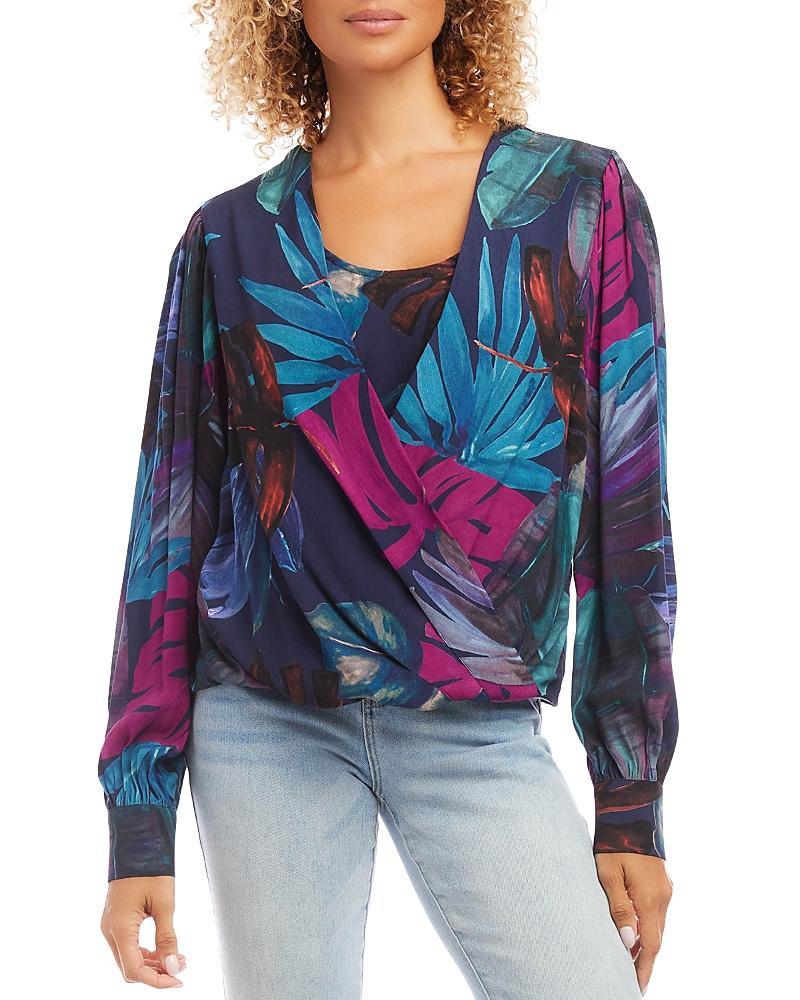Karen Kane Drape Front Top (Print) Women's Clothing Product Image