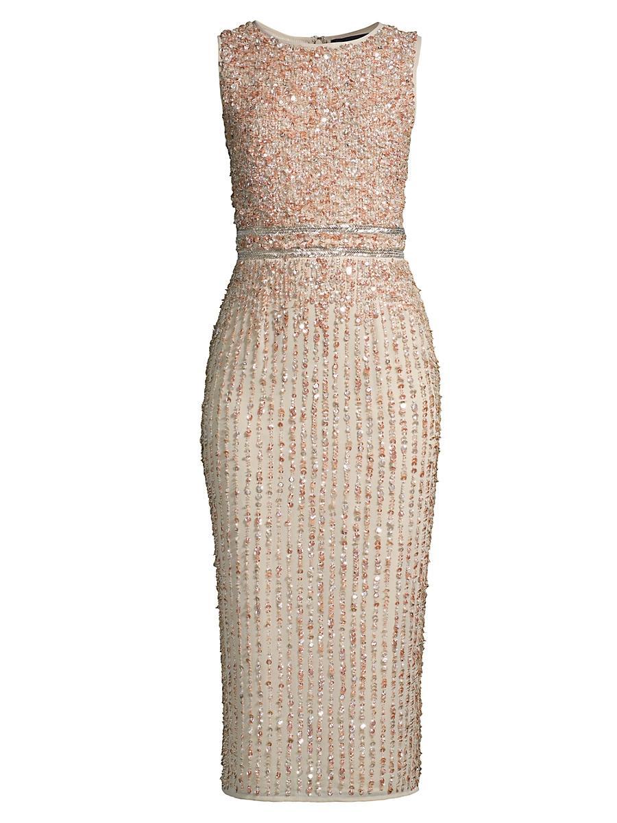 Womens Sequin Embroidered Sheath Dress Product Image