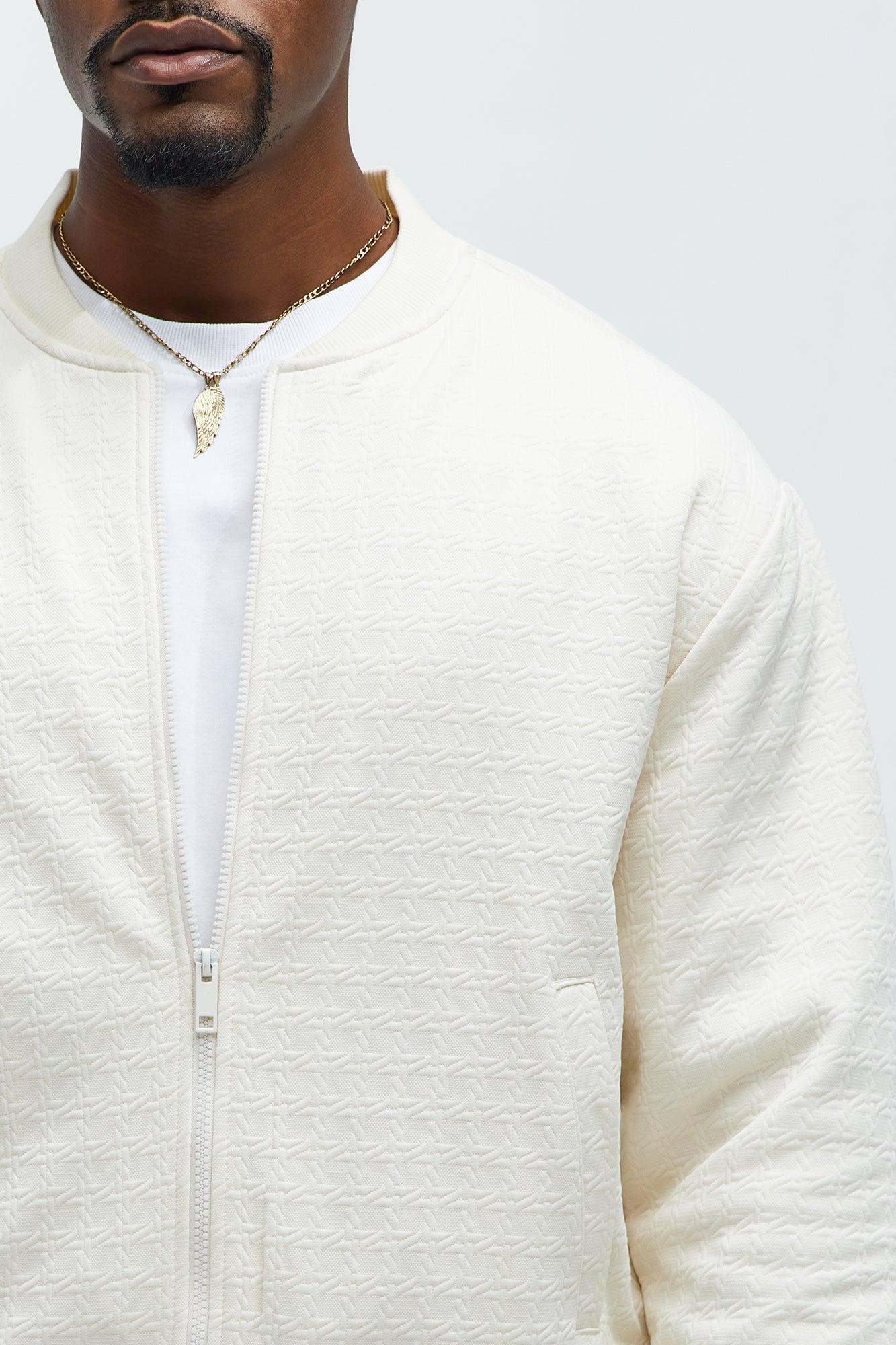 Buck Textured Bomber Jacket - Off White Product Image