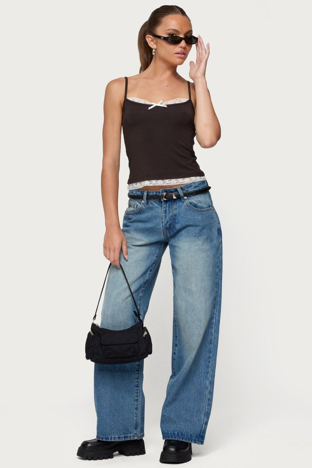 Adriel Contrast Lacey Tank Top Product Image
