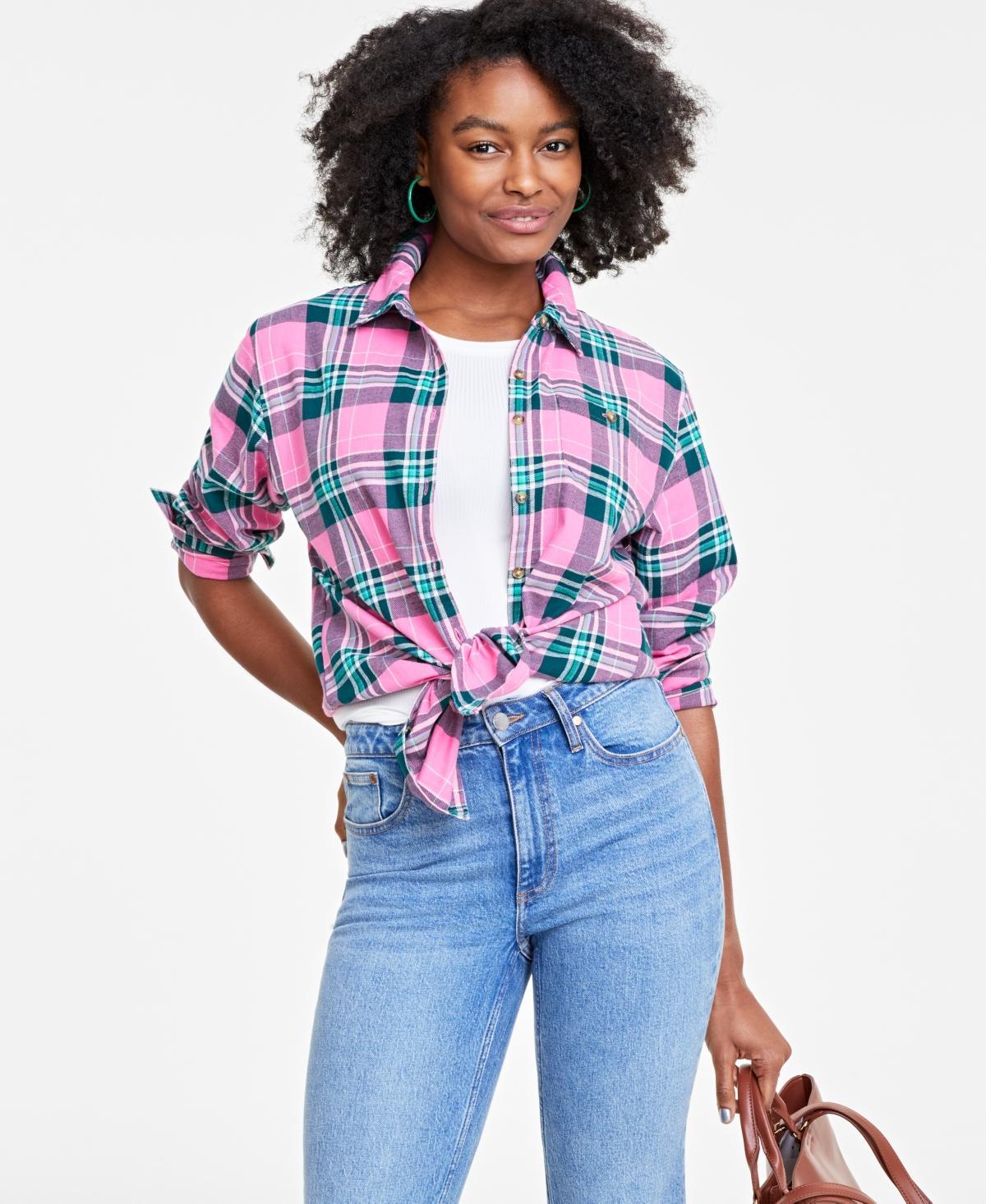 On 34th Womens Cotton Flannel Plaid Tunic Shirt, Created for Macys Product Image