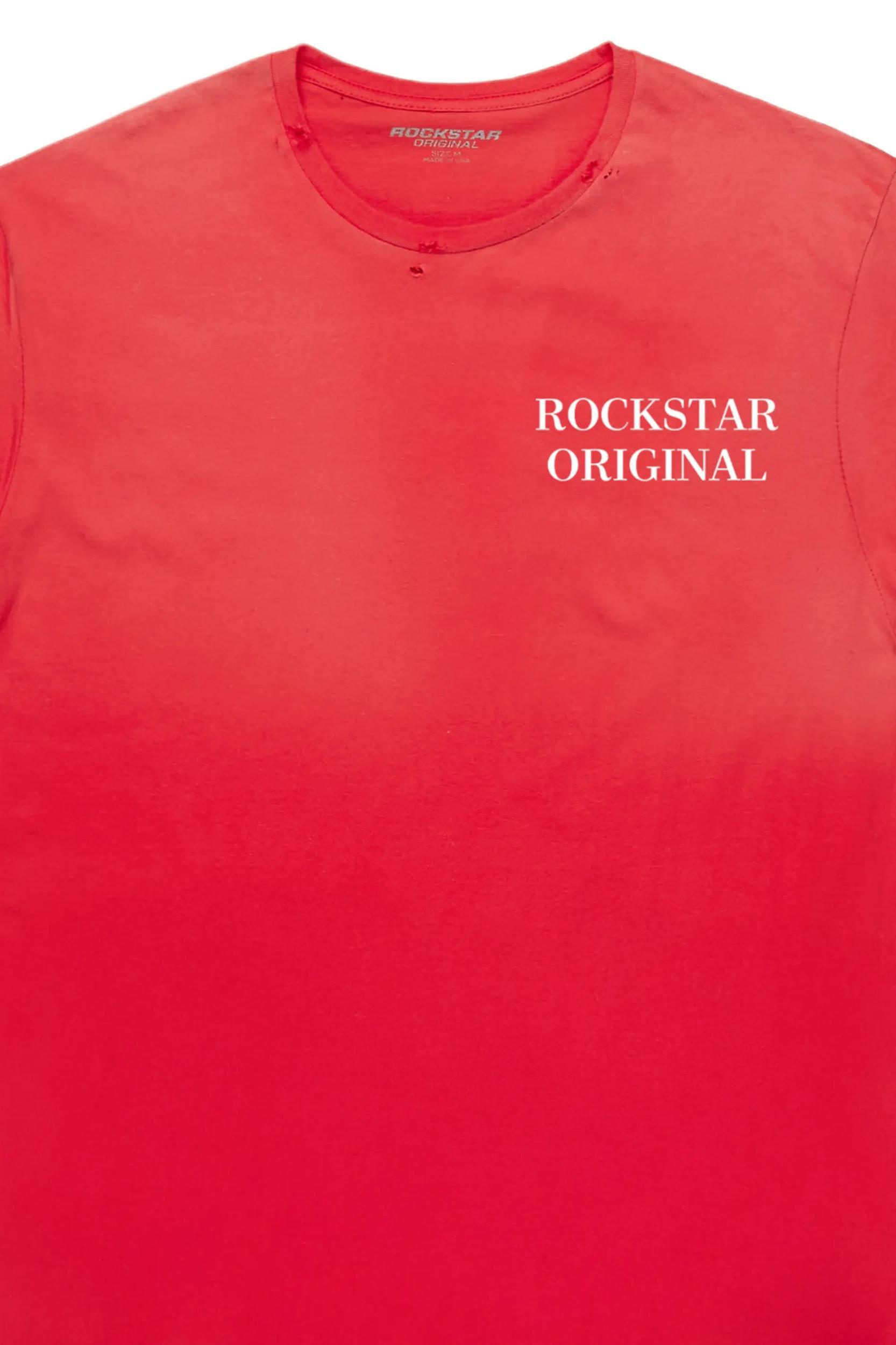 Drako Red Oversized Graphic T-Shirt Male Product Image