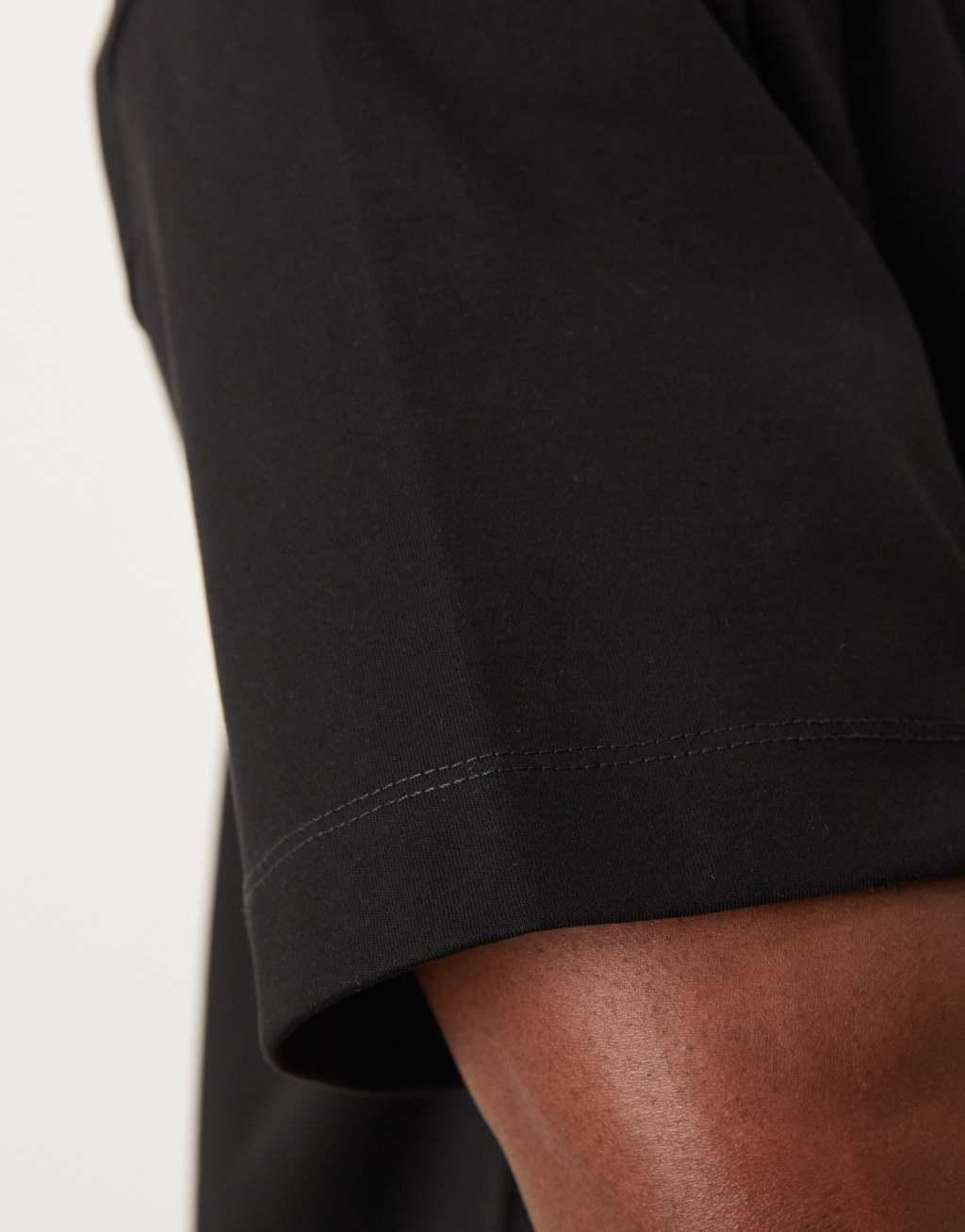 ASOS DESIGN Premium interlock oversized t-shirt 300gsm in black Product Image