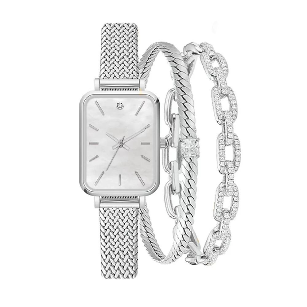Jessica Carlyle Women's Silver Tone Analog Watch & Bracelet Set, Size: 23 mm Product Image