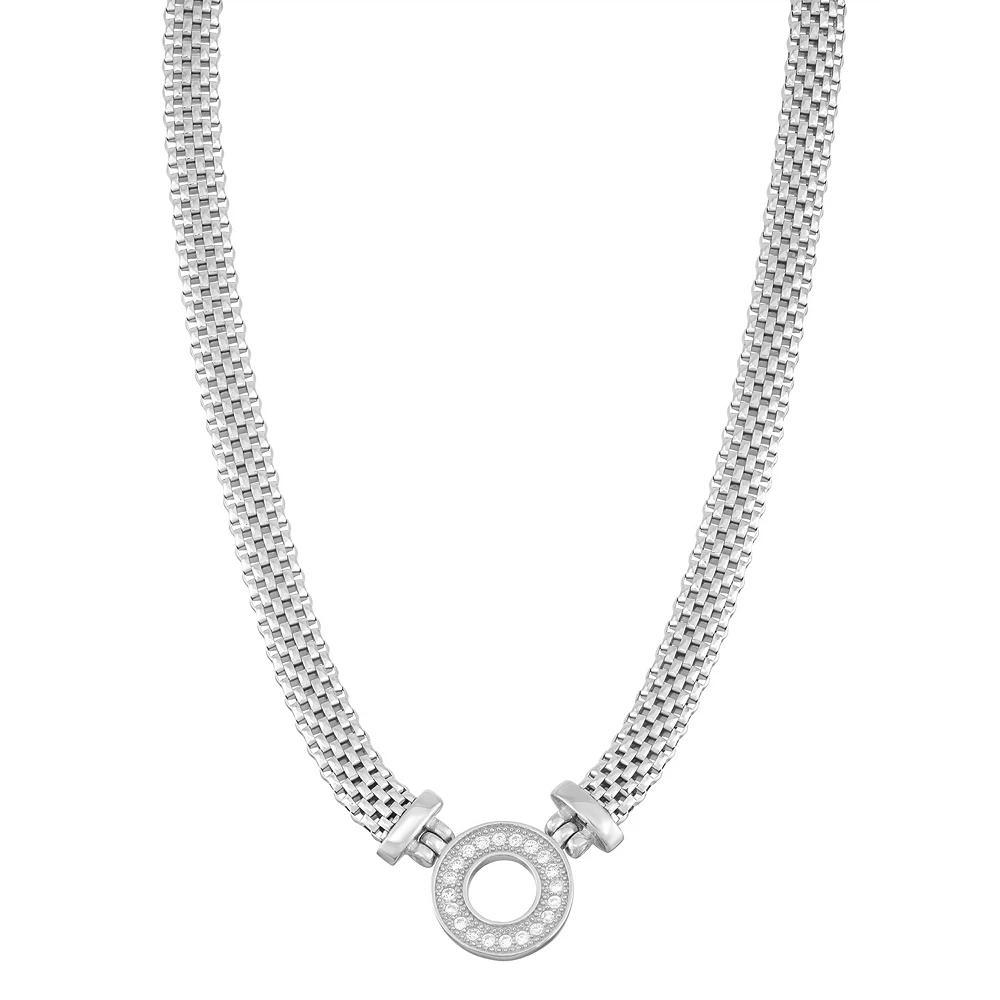 Cubic Zirconia Sterling Silver Mesh Necklace, Women's, Size: 16", White Product Image