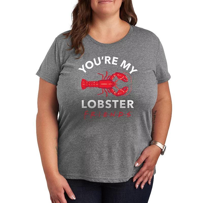 Plus Size Friends Youre My Lobster Graphic Tee, Womens Grey Gray Product Image
