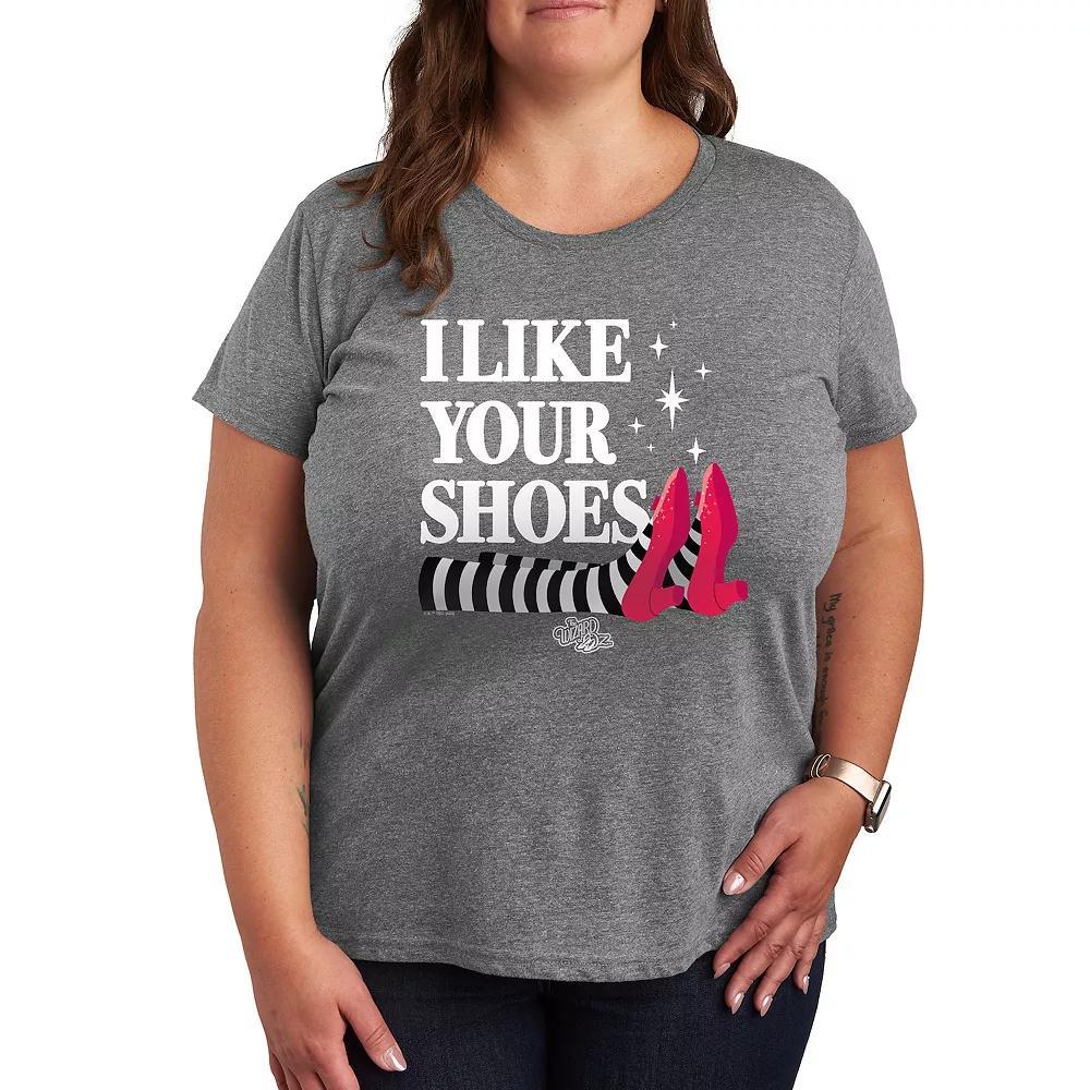 Plus The Wizard Of Oz Like Your Shoes Graphic Tee, Womens Grey Royal Blue Product Image