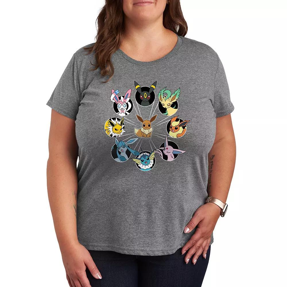 Womens Pokemon Eevee Evolution Graphic Tee Grey Gray Product Image