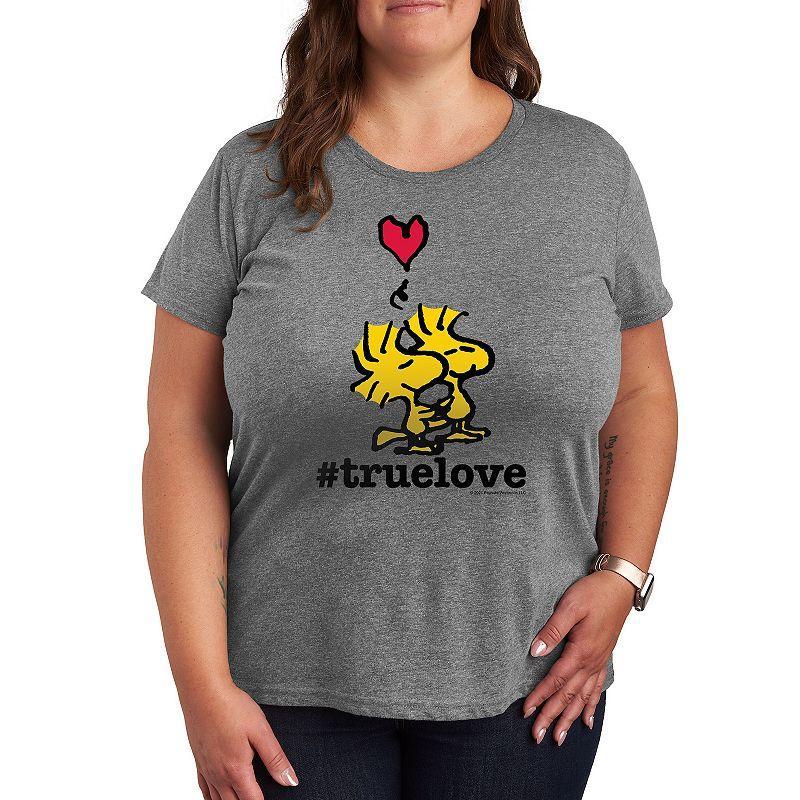 Plus Lightning Bolt Sparkle Graphic Tee, Womens Grey Gray Product Image