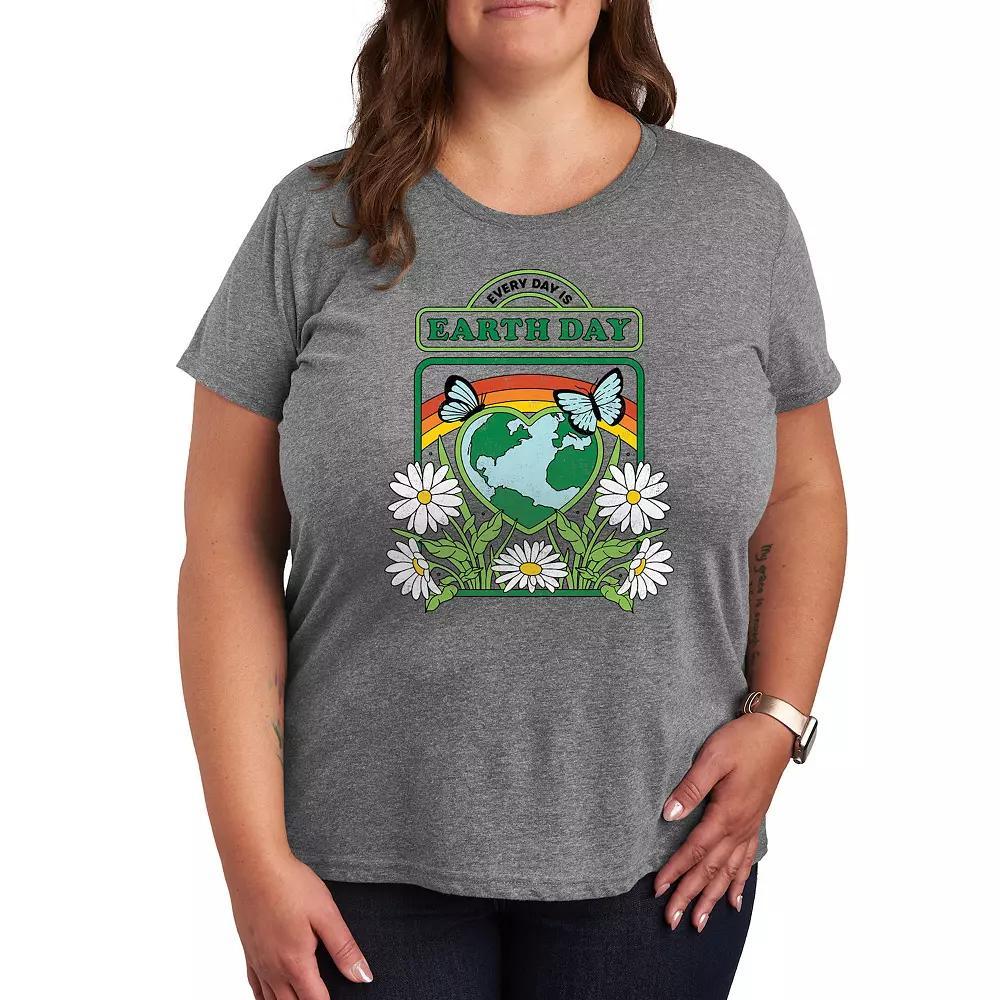 Plus Everyday is Earth Day Graphic Tee, Womens Grey Gray Product Image