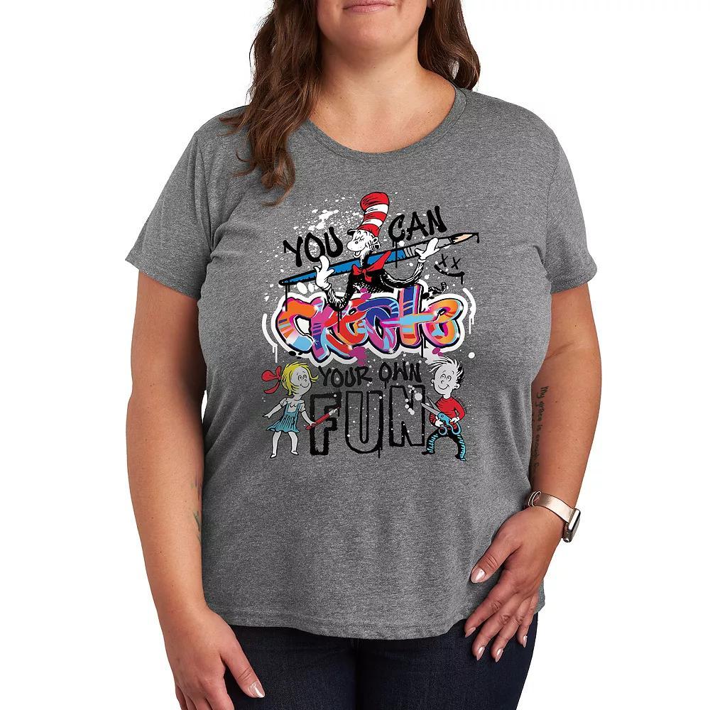 Plus Lightning Bolt Sparkle Graphic Tee, Womens Grey Gray Product Image