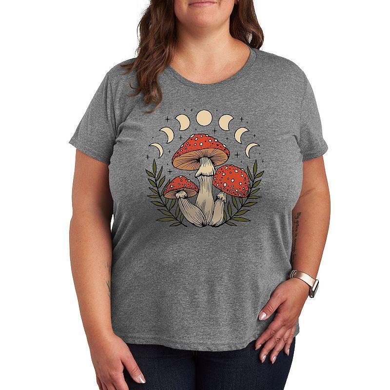 Plus Fall Mushrooms Graphic Tee, Womens Grey Gray Product Image