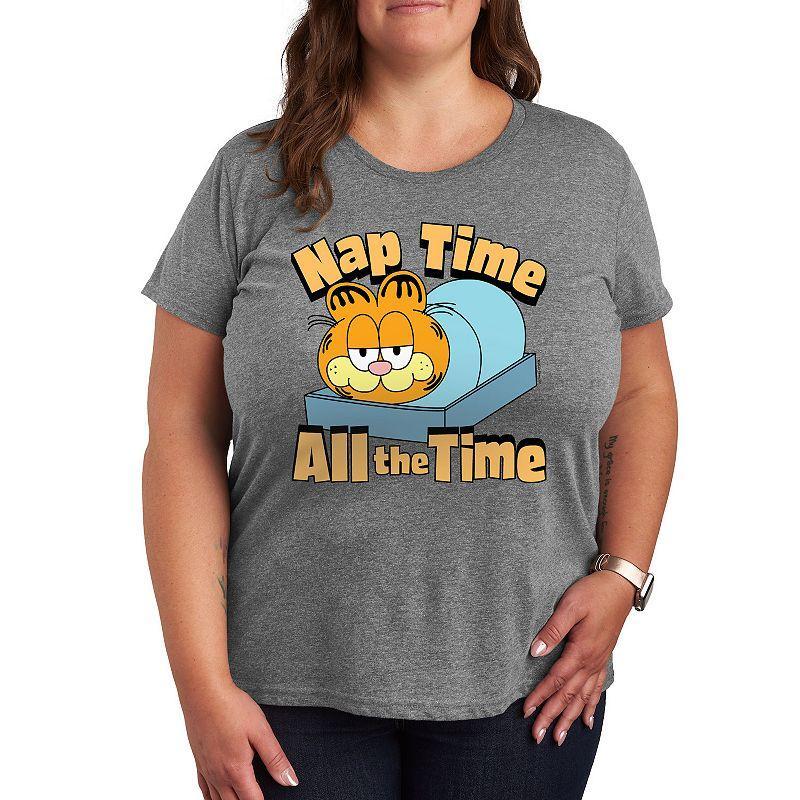 Womens Garfield Nap Time All The Time Graphic Tee, Girls Grey Gray Product Image