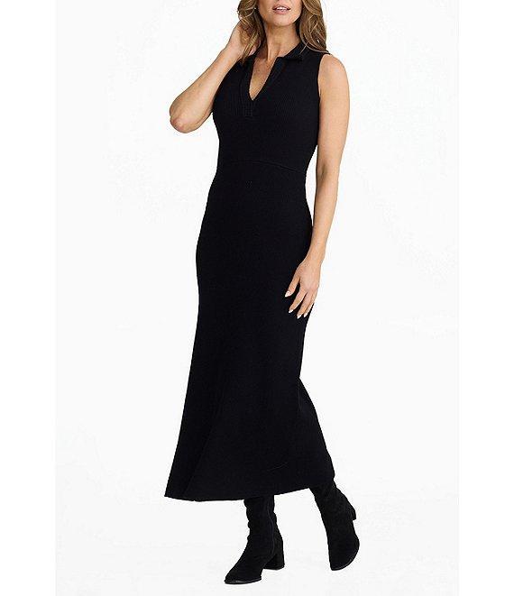 Brave + True Mimi Split V-Neckline Sleeveless Sweater Rib Bodycon Midi Dress Product Image