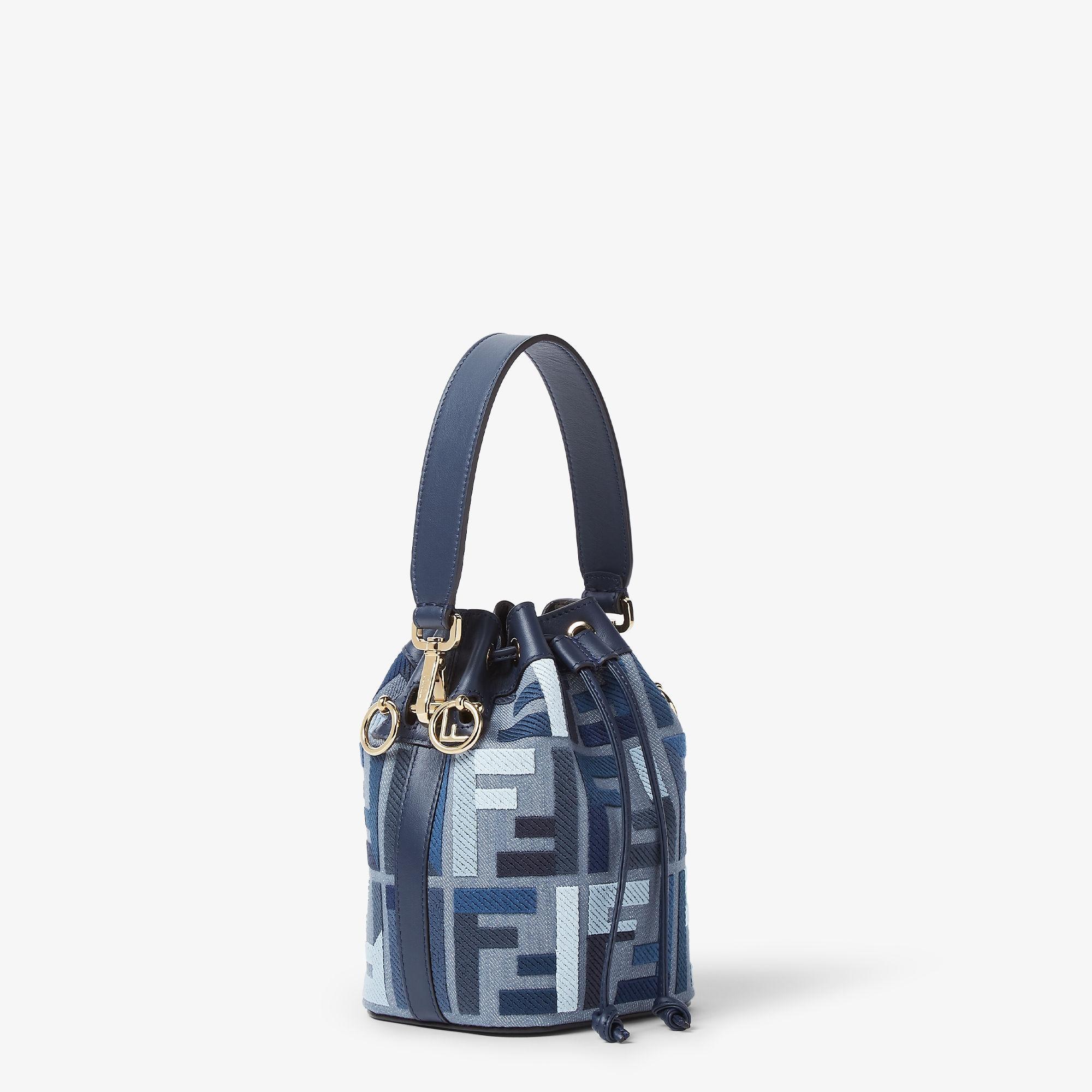 Mon TresorBlue canvas mini-bag with FF embroidery Product Image