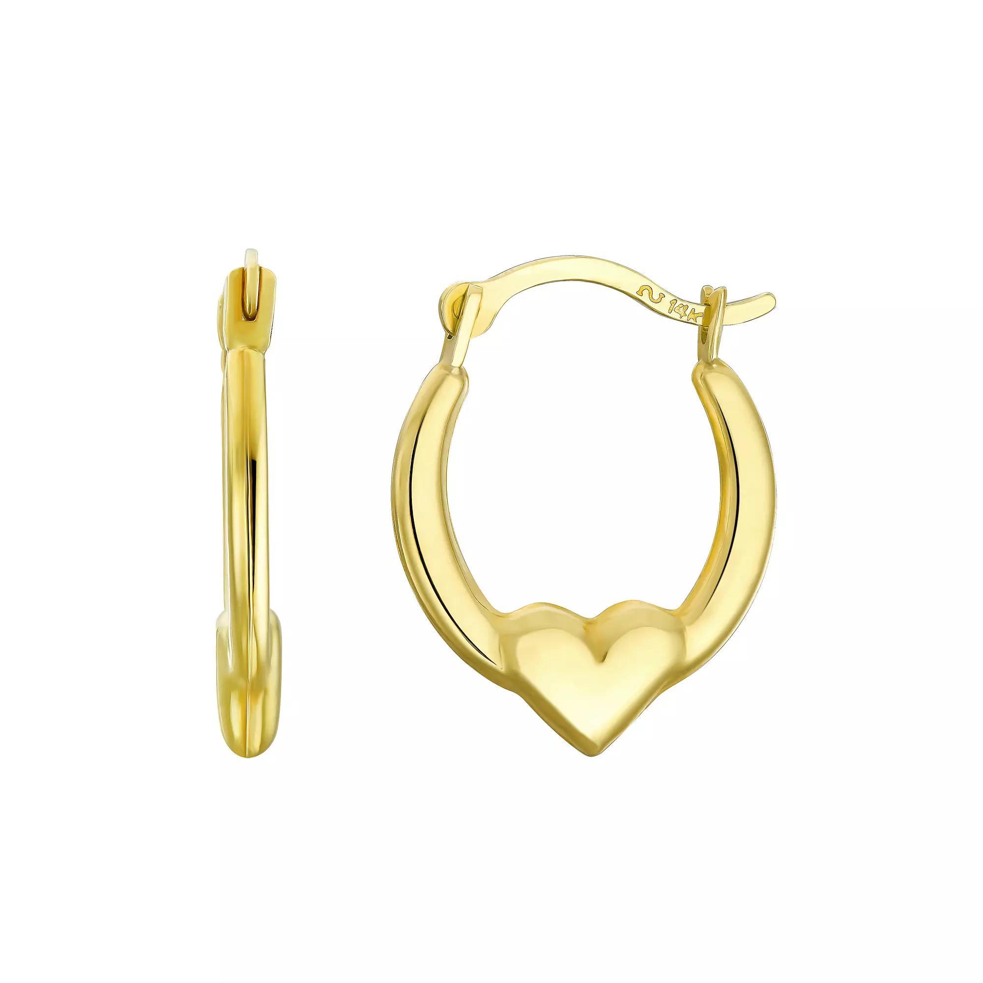 Taylor Grace 10k Gold Heart Hoop Earrings, Women's Product Image