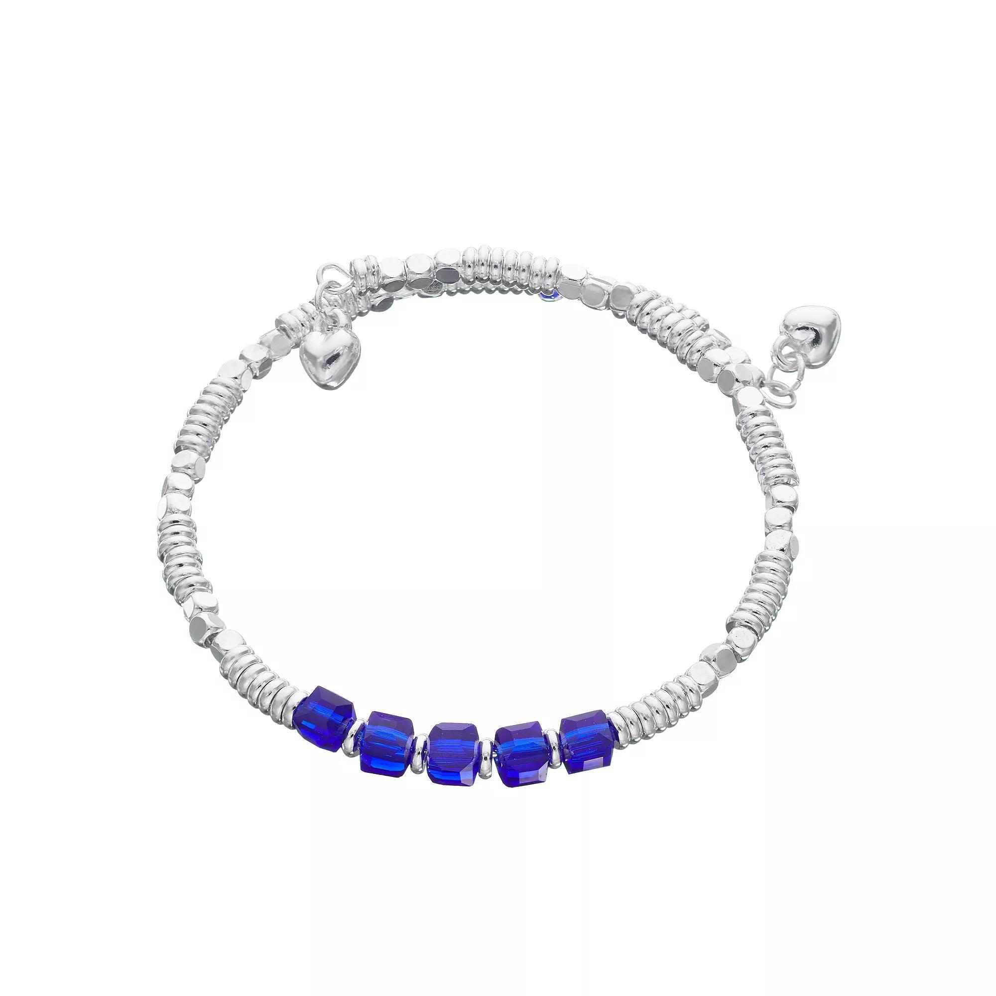 City Luxe Silver Tone Birthstone Beaded Bracelet, Women's, September Product Image