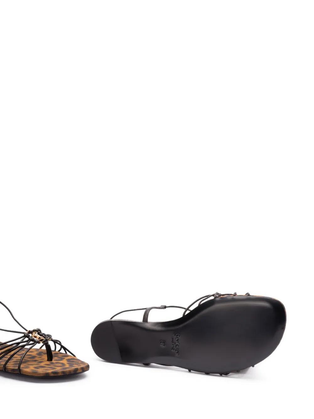 SAINT LAURENT Babylone Smooth Leather Sandals In Brown Product Image