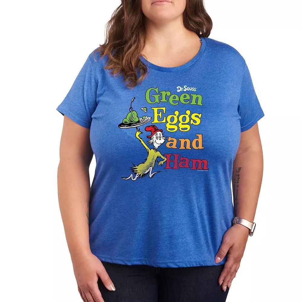 Plus Dr. Seuss Green Eggs And Ham Graphic Tee, Womens Grey Royal Blue Product Image