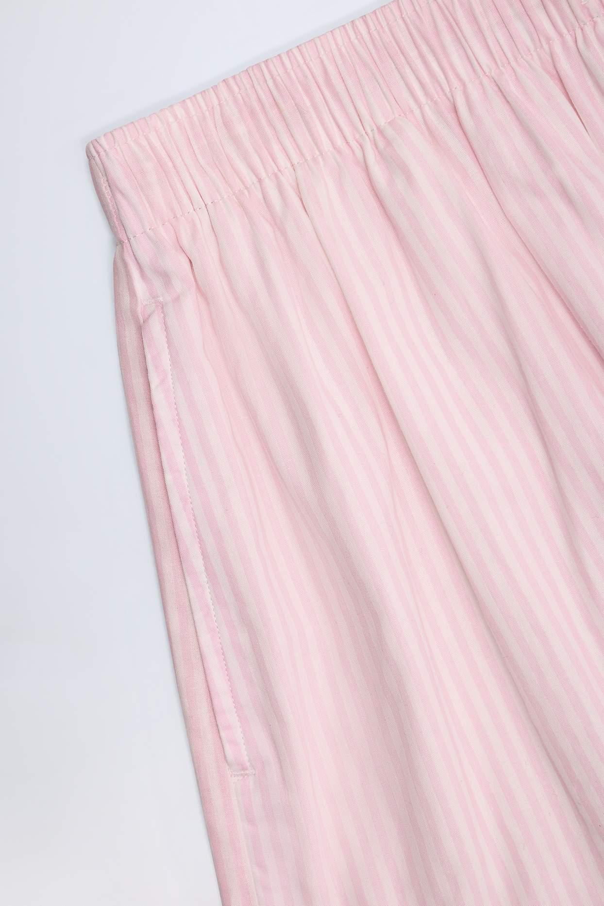 Tie-Front Cotton-Poplin Shorts in Pink & White Stripe Product Image