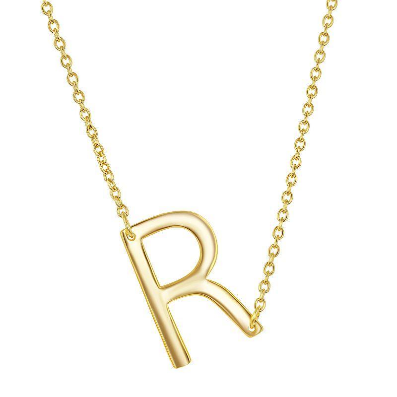 Sterling Silver Sideways Initial Necklace, Women's, Size: 16-18" ADJ, Gold Tone Z Product Image