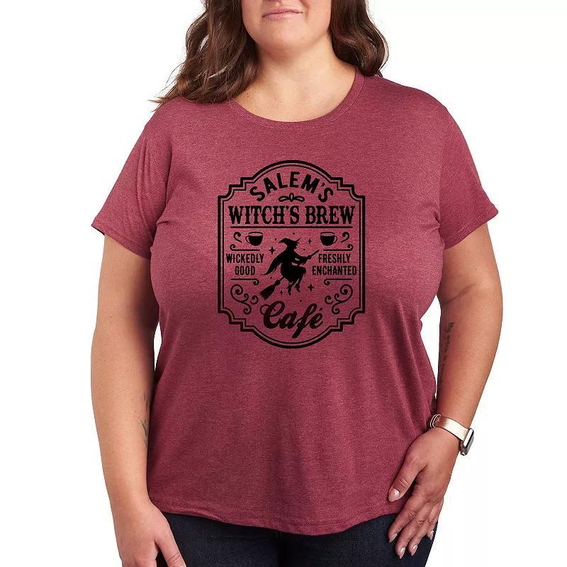 Women's Salems Witchs Brew Cafe Halloween Tee, Girl's, Size: Medium, Dark Red Product Image