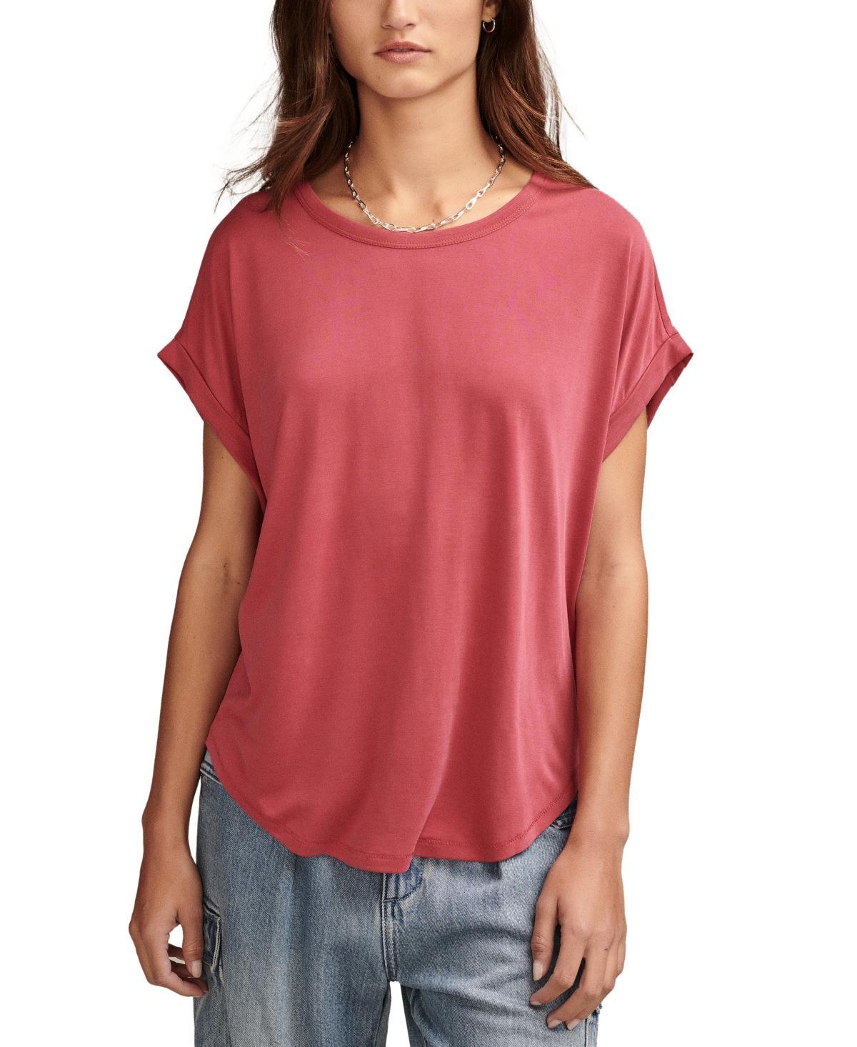 Lucky Brand Short Sleeve Sandwash Dolman Tee (Shell ) Women's Clothing Product Image