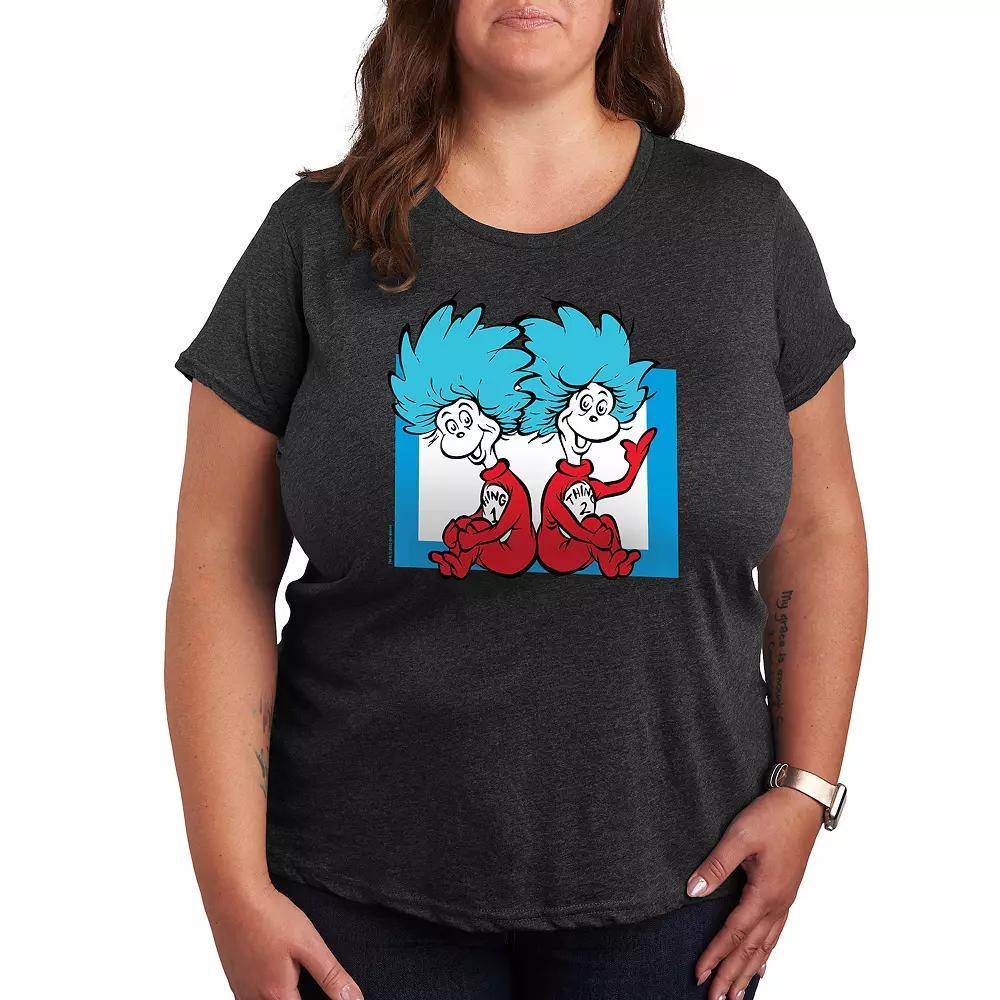 Plus Dr. Seuss Things 1 And 2 Graphic Tee, Womens Heather Grey Product Image