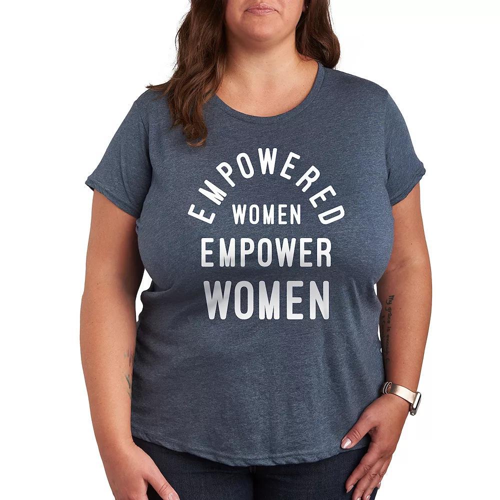 Plus Empowered Women Graphic Tee, Womens Grey Blue Product Image
