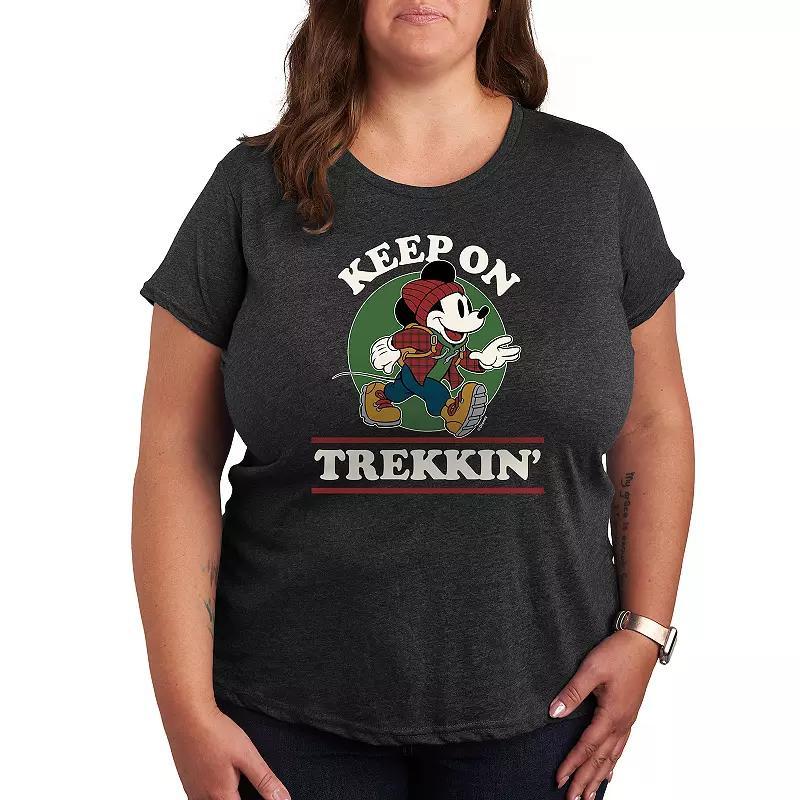 Disneys Mickey Mouse Plus Keep On Trekkin Graphic Tee, Womens Heather Grey Product Image