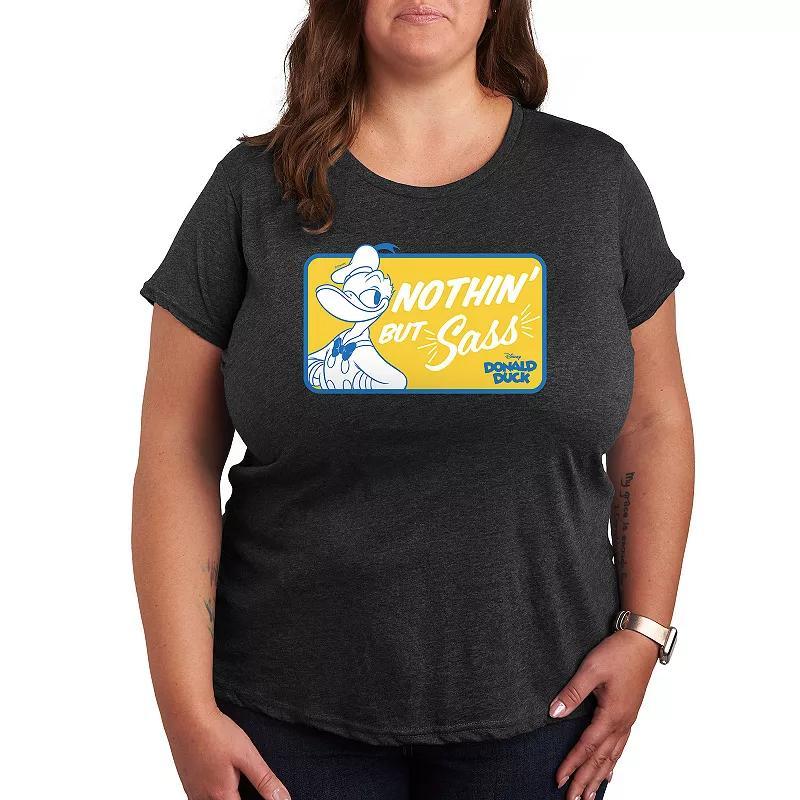 Plus Mickeys Vintage Logo Graphic Tee, Womens Heather Grey Product Image