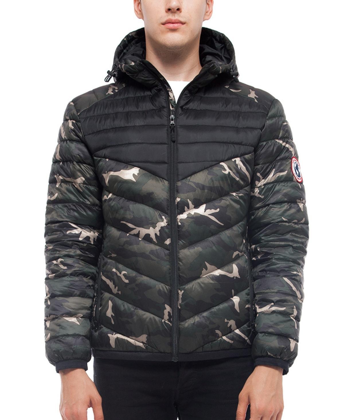 Men's Rokka&Rolla Lightweight Hooded Puffer Jacket, Size: Small, Black Product Image