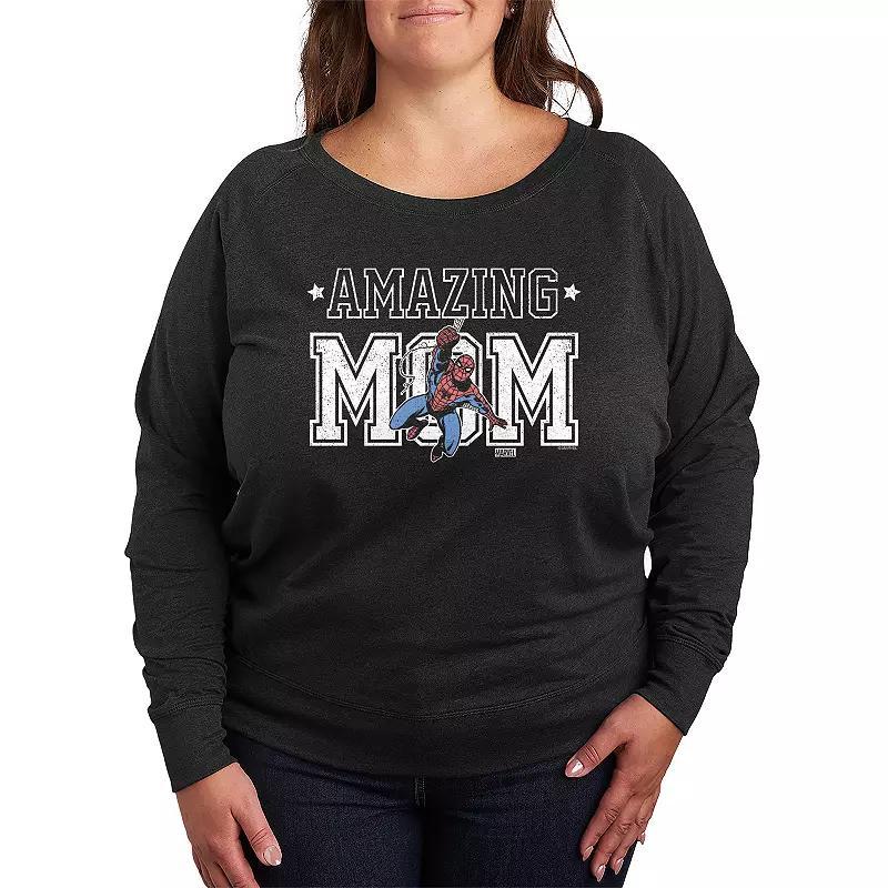Plus Size Pokemon Sparkle Badges French Terry Long Sleeve Tee, Womens Heather Grey Product Image
