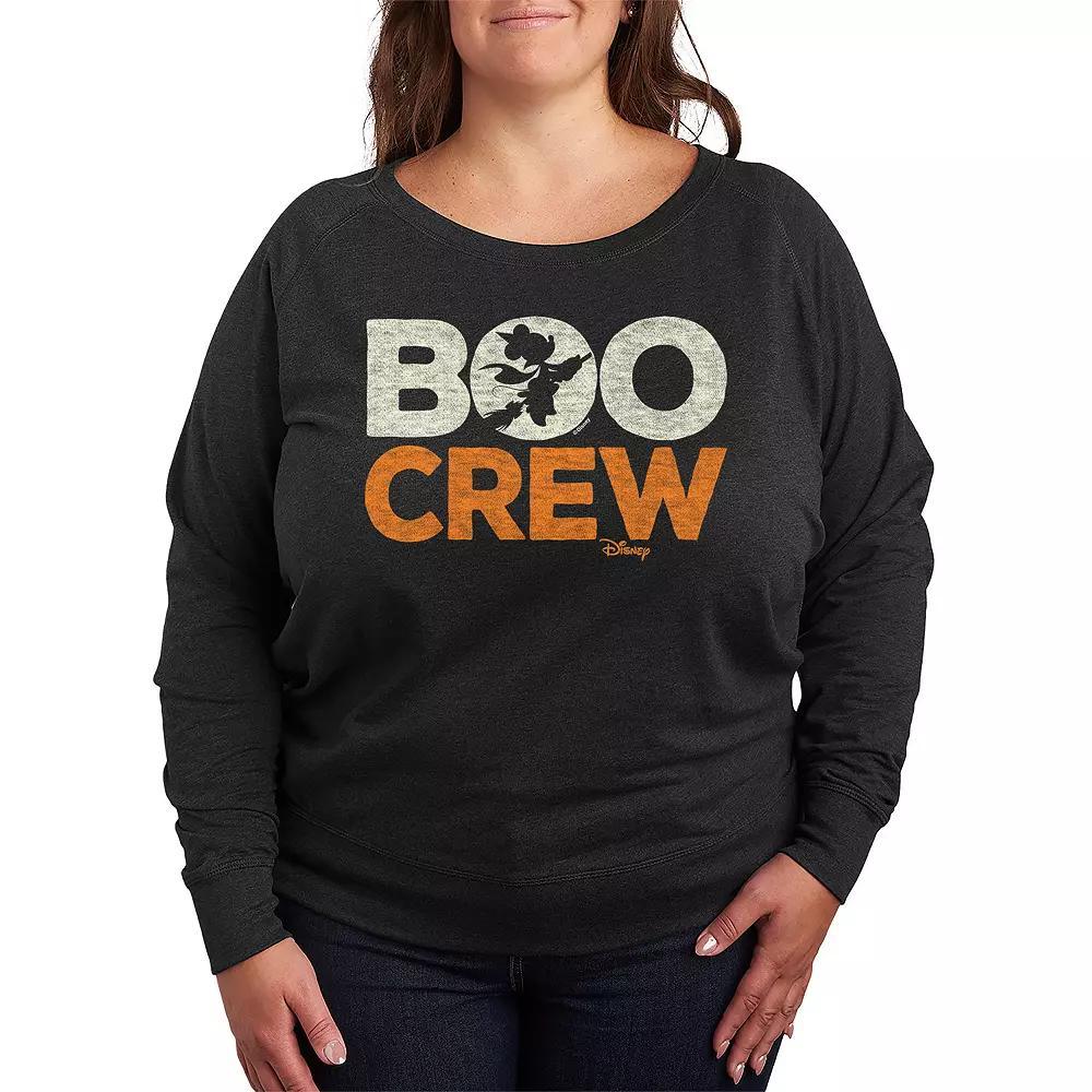 Disneys Mickey Mouse Plus Size Boo Crew French Terry Long Sleeve Tee, Womens Heather Grey Product Image