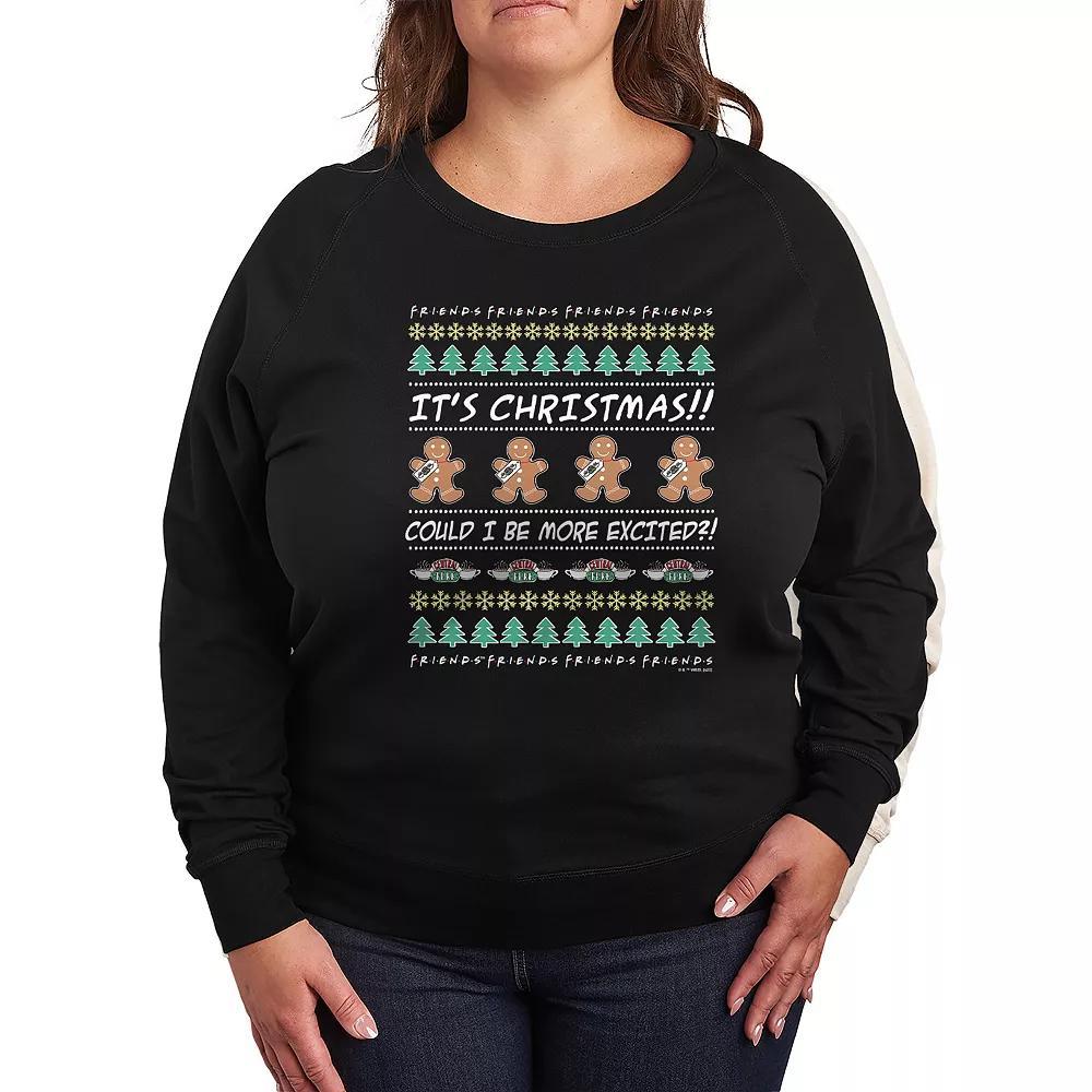 Plus Size Friends Its Christmas French Terry Long Sleeve Tee, Womens Product Image