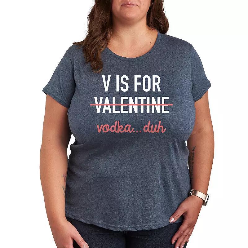 Plus V Is For Vodka Graphic Tee, Womens Grey Blue Product Image
